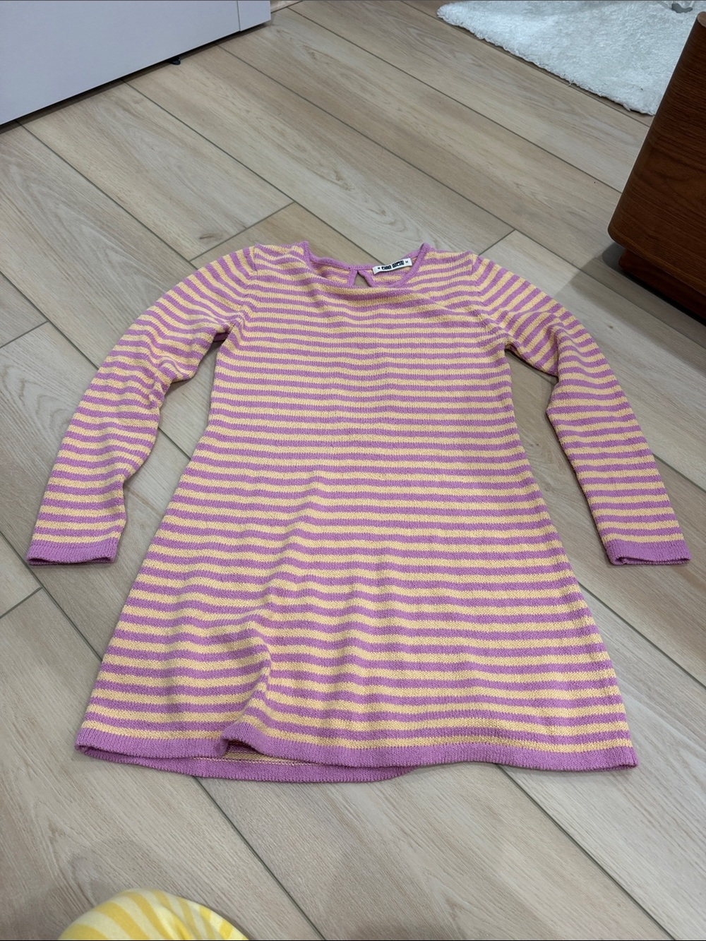 Ciao Lucia! Pink and yellow striped mini dress